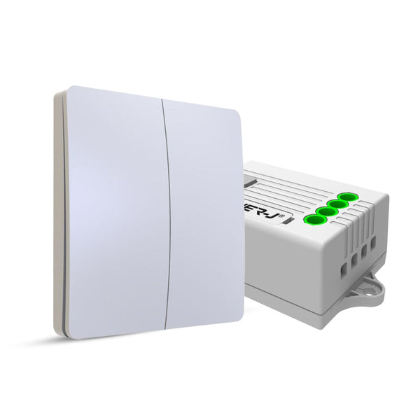 's 2 Gang Wireless Switch White + 2 ways, 5A*2 600W RF Receiver for Non Dimmable Switch