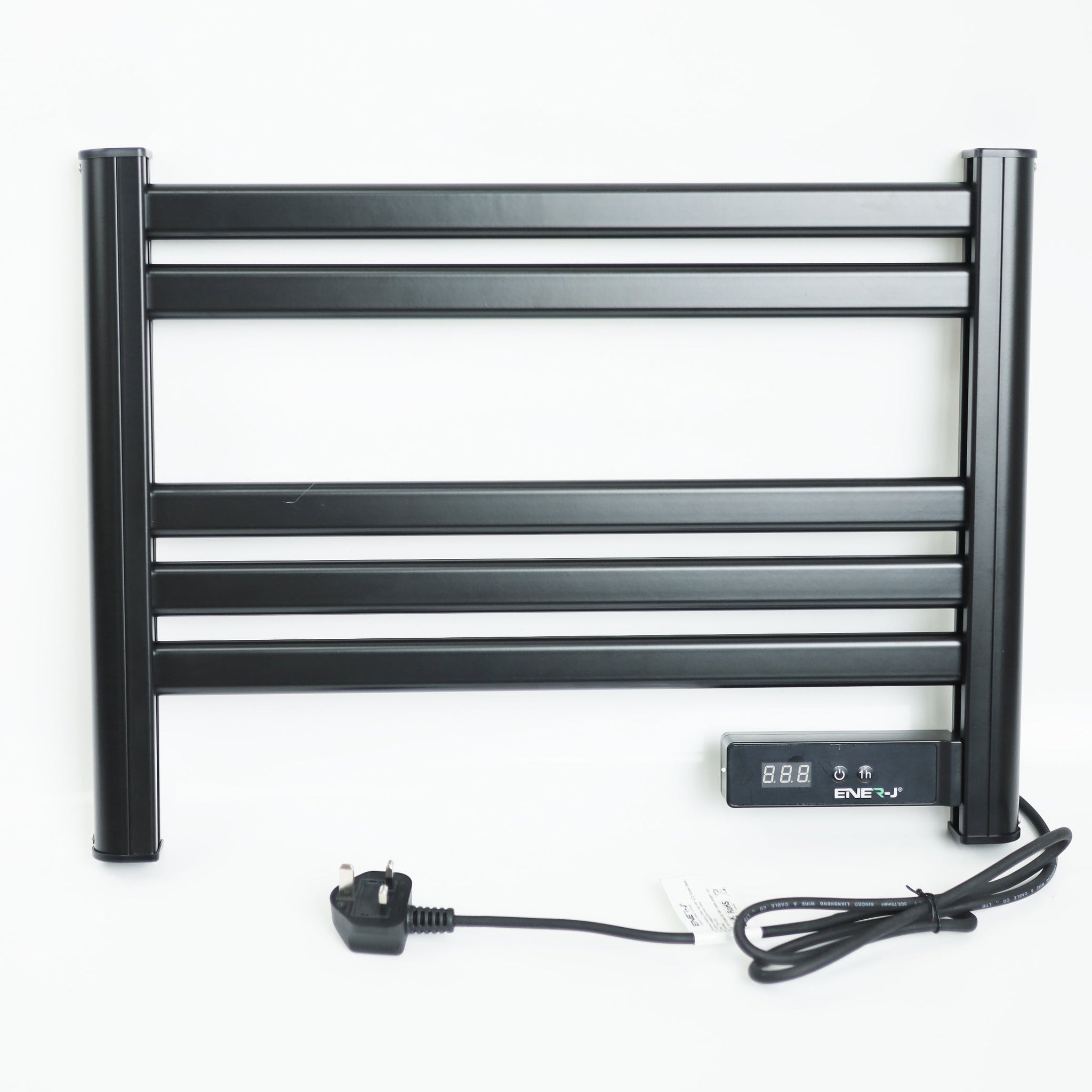 Infrared Heated Towel Rail with Timer & LED Display (Black)