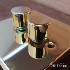 Polished Brass - Black Inserts Polished Brass 2 Gang 2 Way 10AX Toggle Light Switch