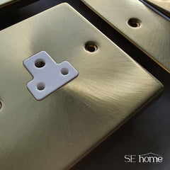 Satin Brass - White Inserts Satin Brass 13A Fused Ingot Connection Unit With Neon - White Trim