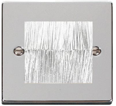 Polished Chrome - White Inserts Polished Chrome Brush Outlet Plate - White Brush