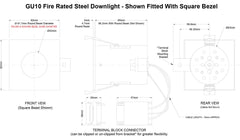 Antique Brass GU10 Fire Rated IP65 Square Dimmable Downlight