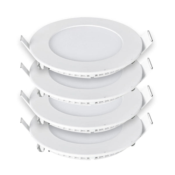 6W Recessed Round LED Mini Panel Downlight, 120mm Diameter 3000K (Pack of 4)