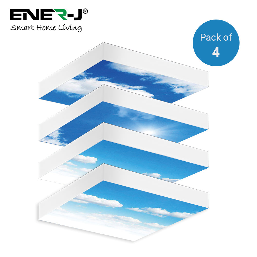 Pack of 4, 40W SKY LED Ceiling Panels 60x60cms with Foldable Screwless Mounting Frame Kit