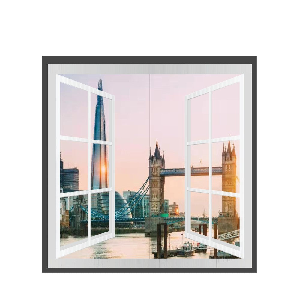 Window Style London Scene LED Panel Panel Light 6000k (2 Pack)