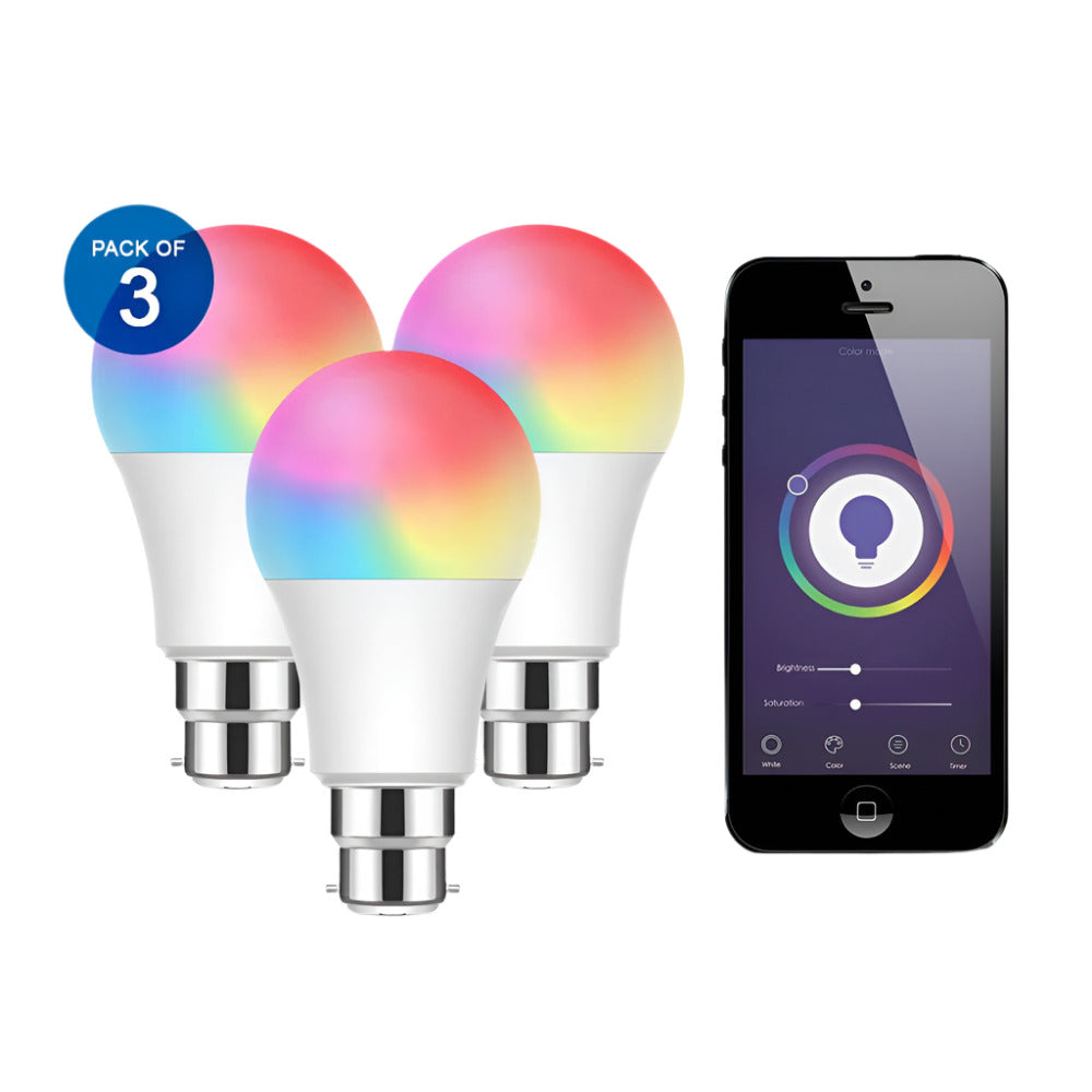 9W Smart Wifi RGB B22 CCT Bulb (Pack of 3)