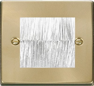 Satin Brass - White Inserts Satin Brass Brush Outlet Plate - White Brush