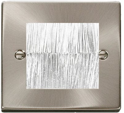 Satin Chrome - White Inserts Satin Chrome Brush Outlet Plate - White Brush