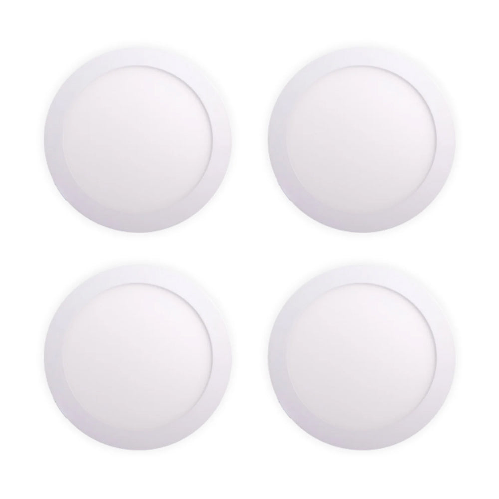 Pack of 4 12W Recessed Round LED Downlight Mini Panel 170mm Diameter, 3000K