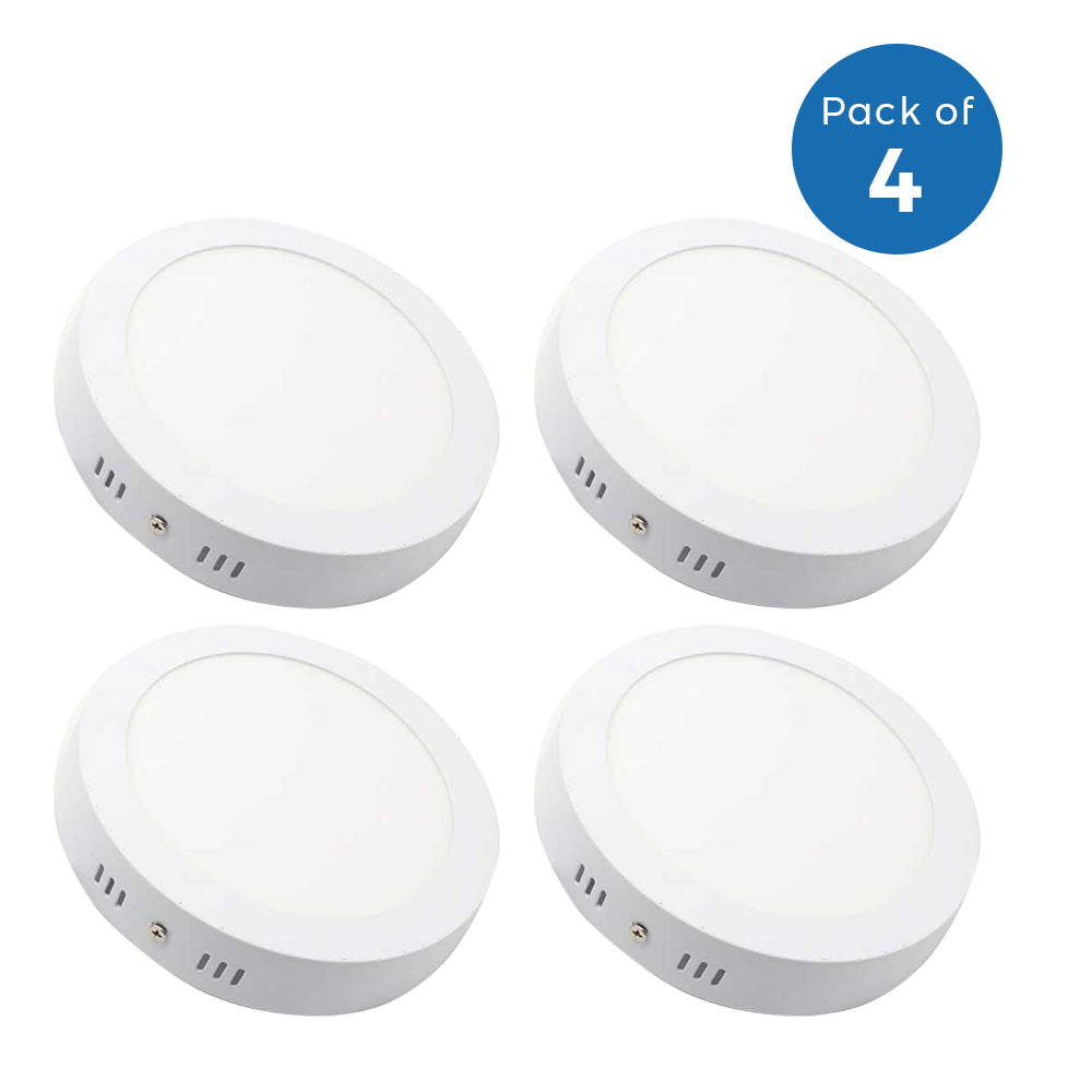 12W Surface Flush Mounted Round LED Mini Panel 175mm diameter 3000K (Pack of 4)