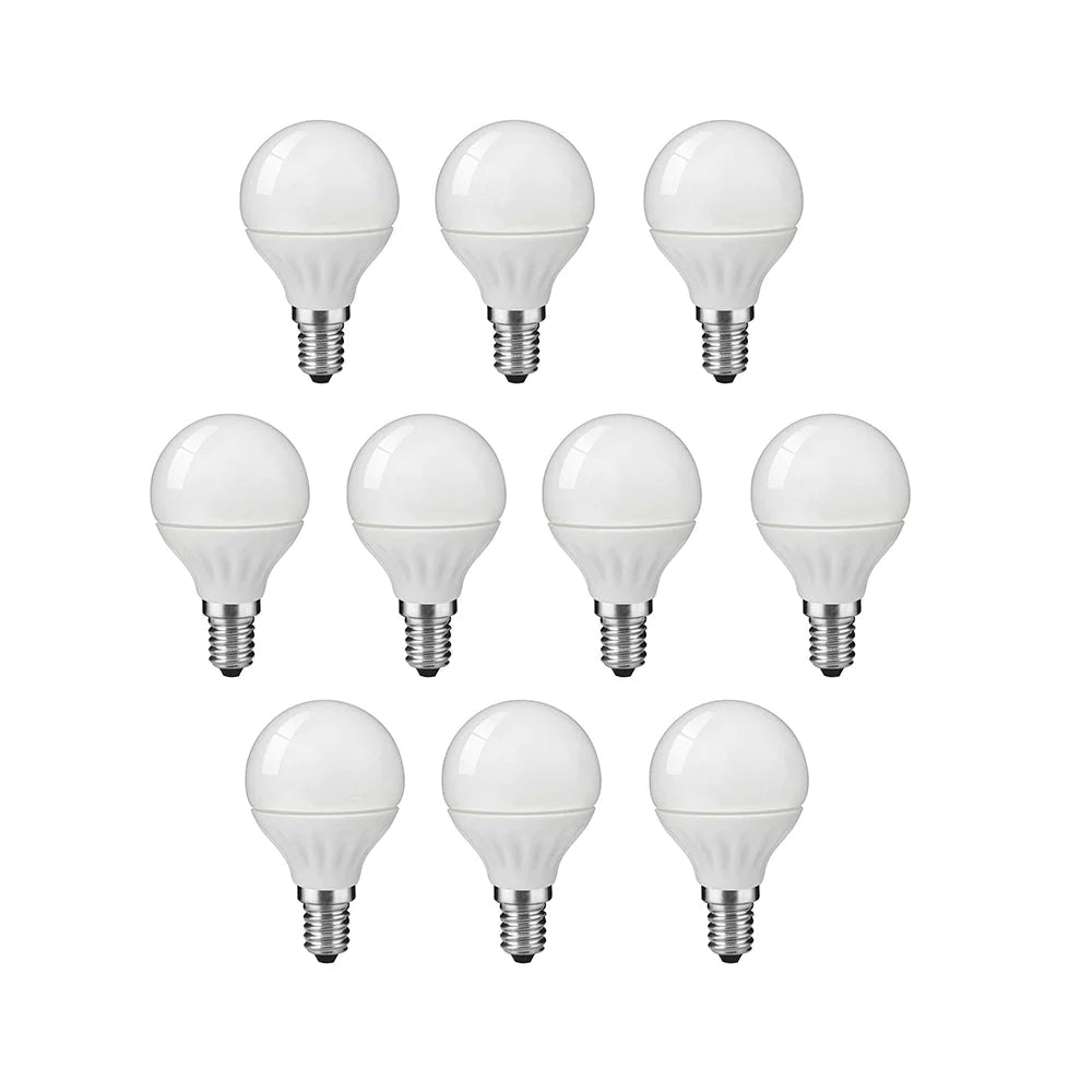 10 Pack - 4W E14 LED Light Bulb Small Edison Screw Golf Ball 6000K Non-Dimmable