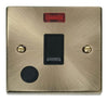 Antique Brass - Black Inserts Antique Brass 1 Gang 20A DP Switch With Flex With Neon - Black Trim