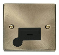 Antique Brass - Black Inserts Antique Brass 13A Fused Connection Unit With Flex - Black Trim