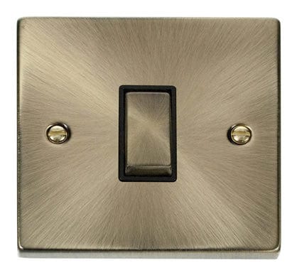 Antique Brass - Black Inserts Antique Brass 10A 1 Gang Intermediate Ingot Light Switch - Black Trim