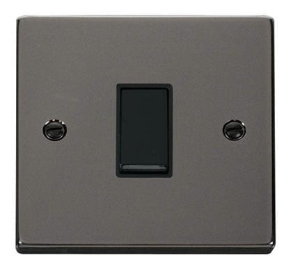 Black Nickel - Black Inserts Black Nickel 10A 1 Gang 2 Way Light Switch - Black Trim