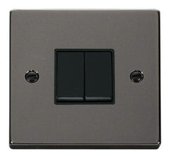 Black Nickel - Black Inserts Black Nickel 10A 2 Gang 2 Way Light Switch - Black Trim