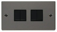 Black Nickel - Black Inserts Black Nickel 10A 4 Gang 2 Way Light Switch - Black Trim