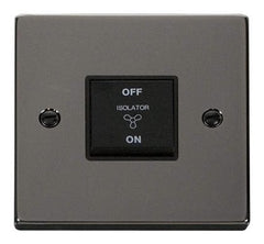 Black Nickel - Black Inserts Black Nickel 10A 3 Pole Fan Isolation Switch - Black Trim