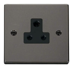 Black Nickel - Black Inserts Black Nickel 1 Gang 5A Round Pin Socket - Black Trim