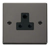 Black Nickel - Black Inserts Black Nickel 1 Gang 5A Round Pin Socket - Black Trim