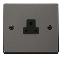 Black Nickel - Black Inserts Black Nickel 1 Gang 2A Round Pin Socket - Black Trim