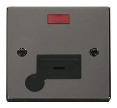 Black Nickel - Black Inserts Black Nickel 13A Fused Connection Unit With Neon With Flex - Black Trim