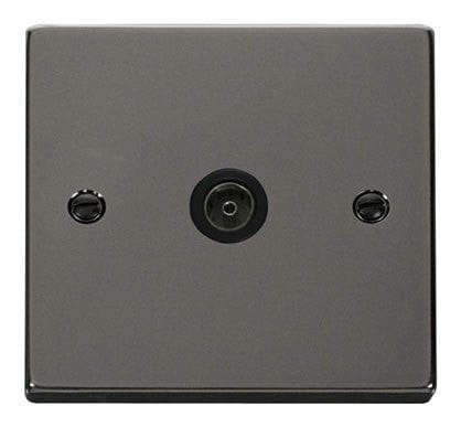 Black Nickel - Black Inserts Black Nickel 1 Gang Single Coaxial TV Socket - Black Trim