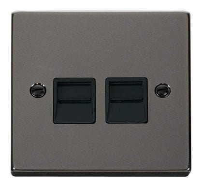 Black Nickel - Black Inserts Black Nickel Master Telephone Twin Socket - Black Trim