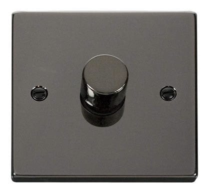 Black Nickel - Black Inserts Black Nickel 1 Gang 2 Way LED 100W Trailing Edge Dimmer Light Switch