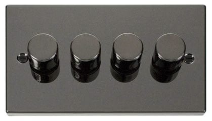 Black Nickel - Black Inserts Black Nickel 4 Gang 2 Way LED 100W Trailing Edge Dimmer Light Switch