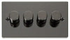 Black Nickel - Black Inserts Black Nickel 4 Gang 2 Way LED 100W Trailing Edge Dimmer Light Switch