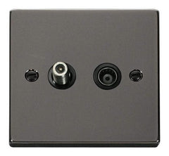 Black Nickel - Black Inserts Black Nickel Satellite & Coaxial Socket 1 Gang - Black Trim