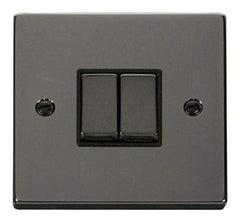 Black Nickel - Black Inserts Black Nickel 10A 2 Gang 2 Way Ingot Light Switch - Black Trim