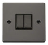 Black Nickel - Black Inserts Black Nickel 10A 2 Gang 2 Way Ingot Light Switch - Black Trim