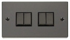 Black Nickel - Black Inserts Black Nickel 10A 4 Gang 2 Way Ingot Light Switch - Black Trim