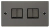 Black Nickel - Black Inserts Black Nickel 10A 4 Gang 2 Way Ingot Light Switch - Black Trim