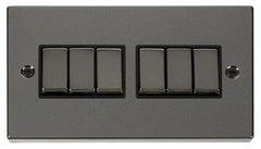 Black Nickel - Black Inserts Black Nickel 10A 6 Gang 2 Way Ingot Light Switch - Black Trim