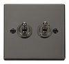 Black Nickel - Black Inserts Black Nickel 2 Gang 2 Way 10AX Toggle Light Switch - Black Trim