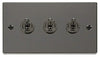 Black Nickel - Black Inserts Black Nickel 3 Gang 2 Way 10AX Toggle Light Switch