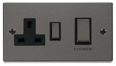 Black Nickel - Black Inserts Black Nickel Cooker Control Ingot 45A With 13A Switched Plug Socket - Black Trim