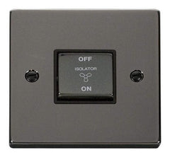 Black Nickel - Black Inserts Black Nickel 10A 1 Gang Ingot 3 Pole Fan Isolation Switch - Black Trim