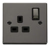 Black Nickel - Black Inserts Black Nickel 1 Gang 13A DP Ingot Switched Plug Socket - Black Trim