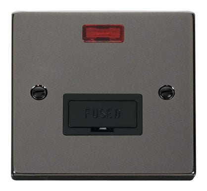 Black Nickel - Black Inserts Black Nickel 13A Fused Connection Unit With Neon - Black Trim