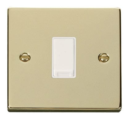 Polished Brass - White Inserts Polished Brass 10A 1 Gang 2 Way Light Switch - White Trim