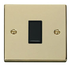 Polished Brass - Black Inserts Polished Brass 10A 1 Gang Intermediate Light Switch - Black Trim