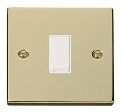 Polished Brass - White Inserts Polished Brass 10A 1 Gang Intermediate Light Switch - White Trim