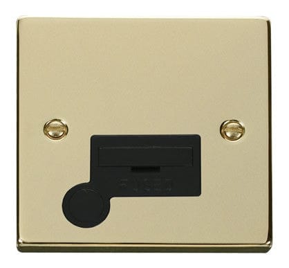 Polished Brass - Black Inserts Polished Brass 13A Fused Connection Unit With Flex - Black Trim