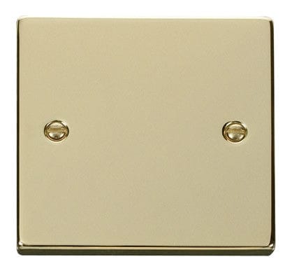 Polished Brass - White Inserts Polished Brass 1 Gang Blank Plate