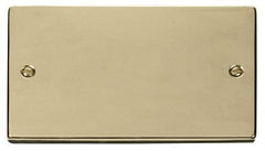 Polished Brass - White Inserts Polished Brass 2 Gang Blank Plate