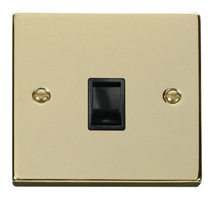 Polished Brass - Black Inserts Polished Brass Rj11 Socket - Black Trim